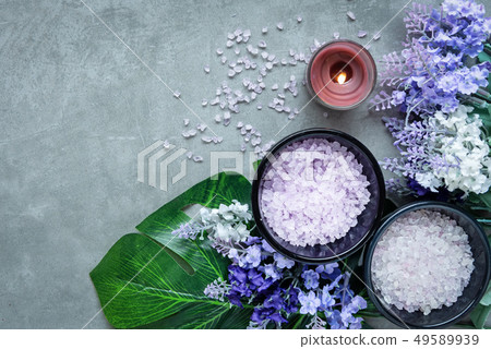 Lavender aromatherapy Spa with candle  49589939