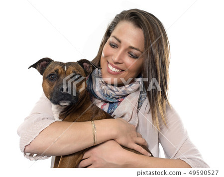 woman and dog 49590527