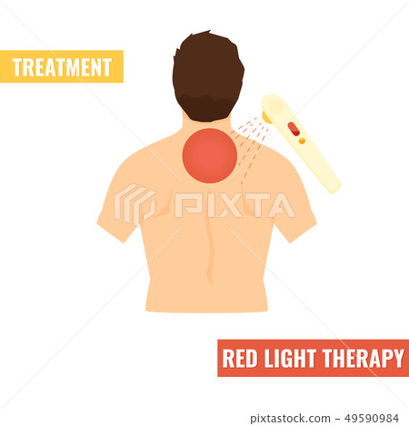 Back pain vector illustration. Red light therapy 49590984