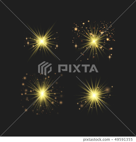Gold glow light set - Stock Illustration [49591355] - PIXTA