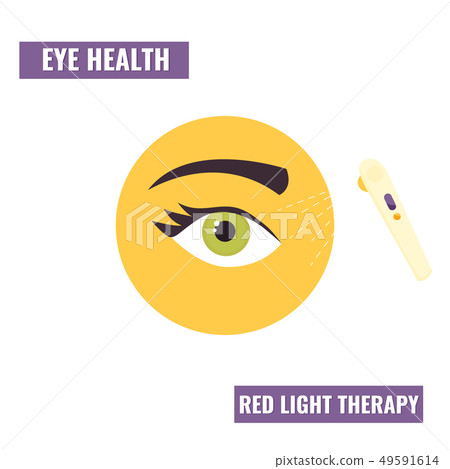 Illustration of eye treatment by red light therapy Illustration of eye treatment by red light therapy 49591614
