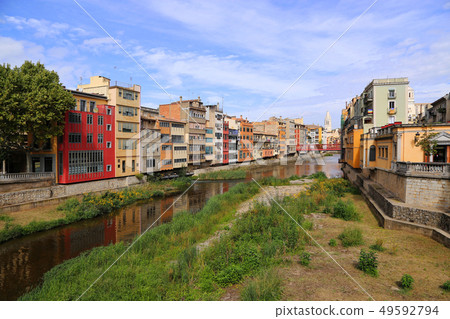 Colorful houses and Eiffel bridge and river Onyar Colorful houses and Eiffel bridge and river Onyar 49592794
