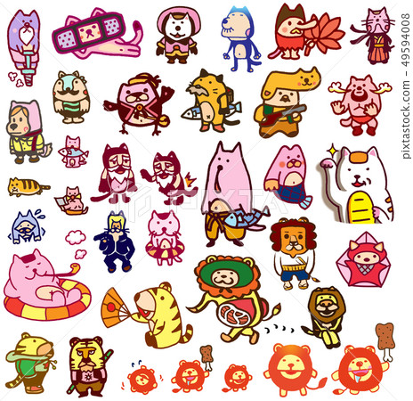 貓字符貓家庭兒童獅子 貓字符貓家庭兒童獅子 49594008