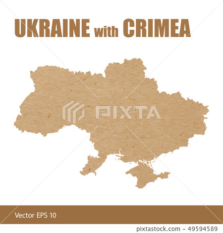 Detailed map of Ukraine with Crimea cut out of craft paper 49594589