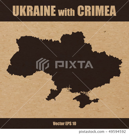 Detailed map of Ukraine with Crimea on craft paper background 49594592