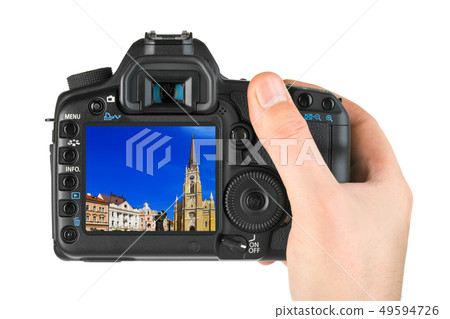 Hand with camera and Novi Sad - Serbia image (my 49594726