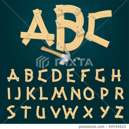 Font from wooden boards Font from wooden boards 49594820
