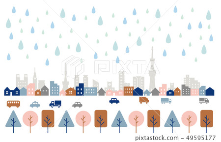Cityscape Rain Natural Color Cityscape Rain Natural Color 49595177