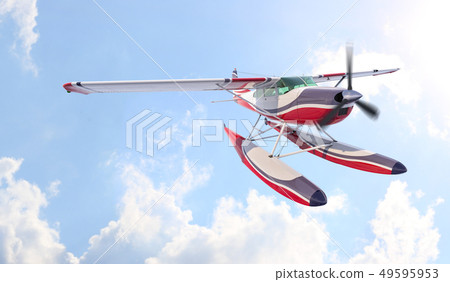 Retro seaplane illustration. 3D render 49595953