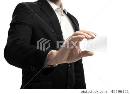 Businessman showing blank business card Businessman showing blank business card 49596361