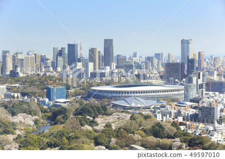 Tokyo New National Stadium under construction (photographed on April 3, 2019) Tokyo New National Stadium under construction (photographed on April 3, 2019) 49597010