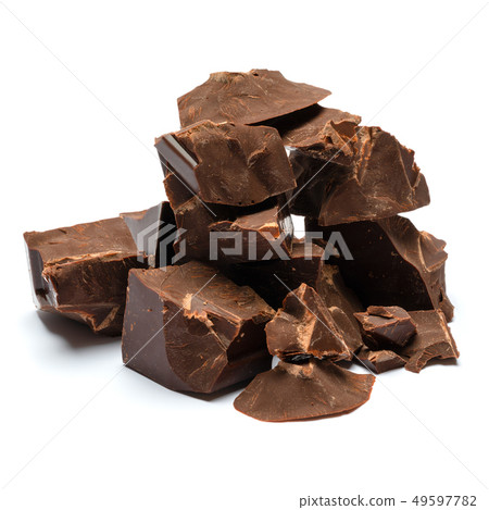 Dark or milk organic chocolate pieces isolated on white background 49597782
