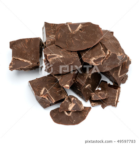 Dark or milk organic chocolate pieces isolated on white background 49597783