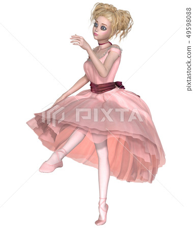 Cute Blonde Ballerina in a Pink Tutu, Dancing Cute Blonde Ballerina in a Pink Tutu, Dancing 49598088