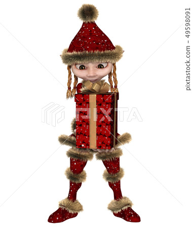 Christmas Elf or Imp Girl Carrying a Gift Christmas Elf or Imp Girl Carrying a Gift 49598091