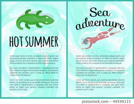 Hot Summer and Hot Adventures Text Posters Set 49599115