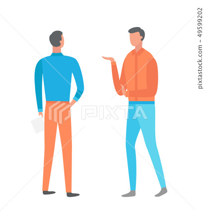Posing Guys, Men Back and Portrait View Vector Posing Guys, Men Back and Portrait View Vector 49599202