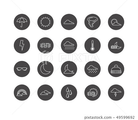 Set of 20 weather line icons Set of 20 weather line icons 49599692
