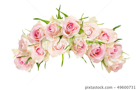 Beautiful white rose flowers in arch arrangement 49600731