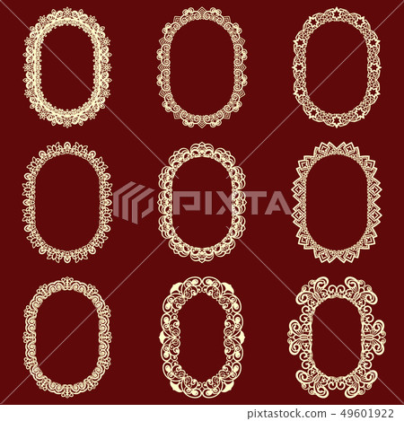Set of oval vintage frames isolated background. - Stock Illustration ...