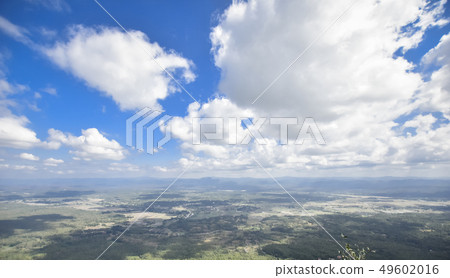 landscape & cloudy blue sky,top of view,copy space 49602016