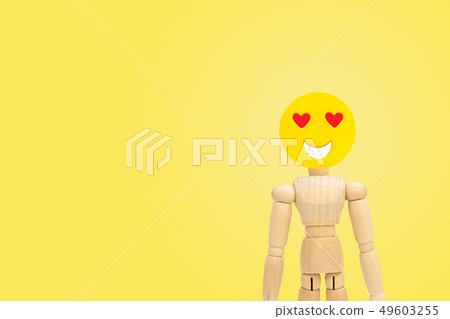 Wooden figure mannequin have feeling in love. Wooden figure mannequin have feeling in love. 49603255