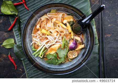 Thai kaeng phet red curry with vegetables  49603714