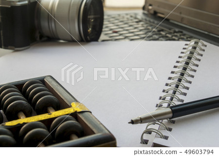 Work devices with laptops, notebooks, cameras and Work devices with laptops, notebooks, cameras and 49603794