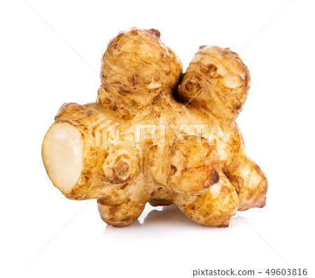 Jerusalem artichoke in bowl on white background 49603816