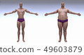 Man before and after sports. Cartoon  illustration. Diet and sport. Fat and strong character. 49603879
