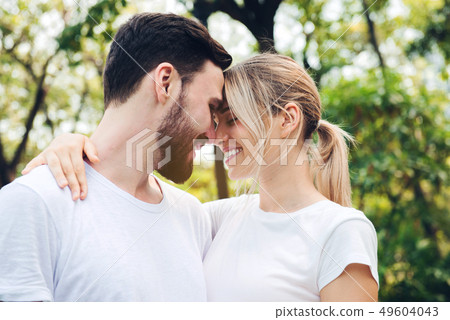 Young couple in love at the park, romance concept 49604043