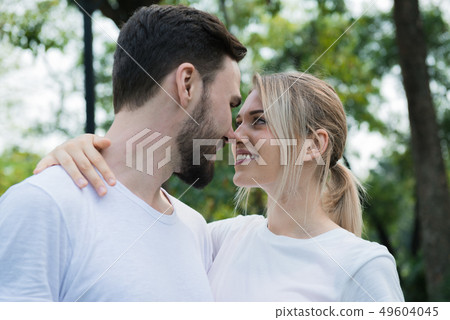 Young couple in love at the park, romance concept 49604045
