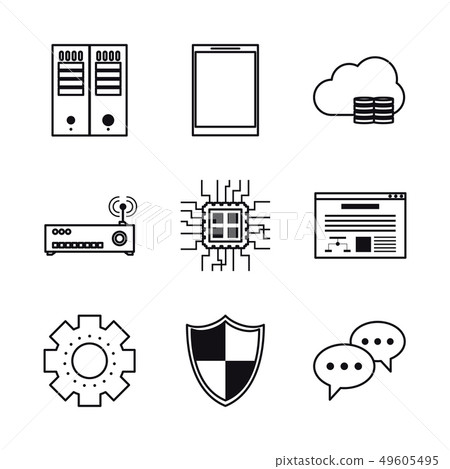 Database and hosting icons 49605495