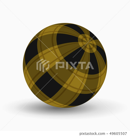 yellow, black tartan ball with stripes and shadow yellow, black tartan ball with stripes and shadow 49605507