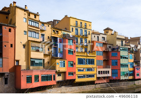 Colorful houses of Girona in center of city Colorful houses of Girona in center of city 49606118