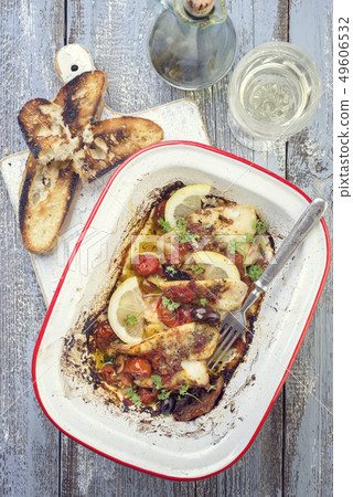 Fried John Dory fish fillet with vegetable Fried John Dory fish fillet with vegetable 49606532