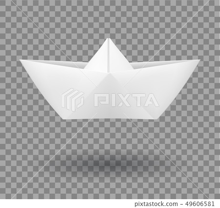 Realistic folded paper boat in origami style. 49606581