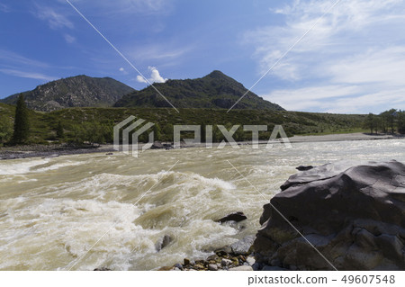 Rapid current of the Chuya River Rapid current of the Chuya River 49607548