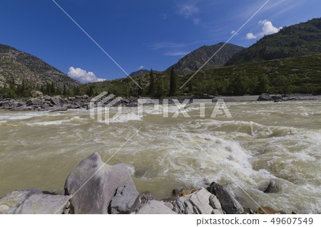 Rapid current of the Chuya River Rapid current of the Chuya River 49607549