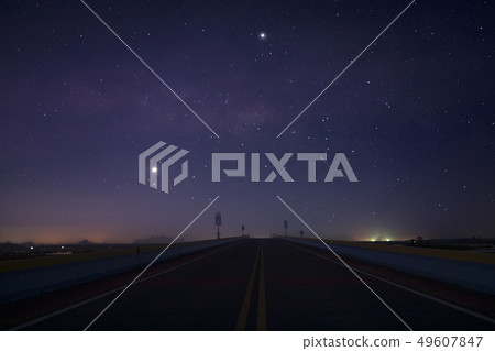 Landscape of night before sunrise. Landscape of night before sunrise. 49607847