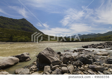 Rapid current of the Chuya River 49608356