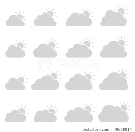 Mostly cloudy icon on white background Mostly cloudy icon on white background 49608914