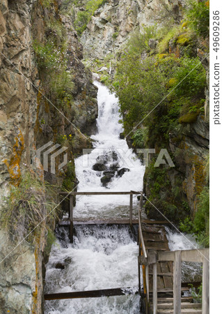 Katun river stream in Altai mointain. 49609286