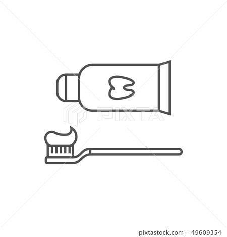 Toothpaste and Toothbrush Line Icon - Stock Illustration [49609354] - PIXTA