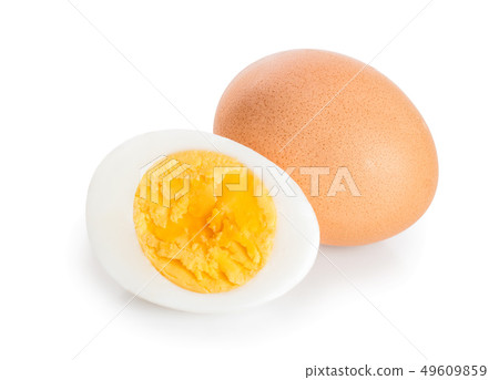 boiled egg and half isolated on white background boiled egg and half isolated on white background 49609859