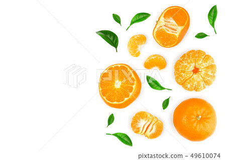 tangerine or mandarin isolated on white background with copy space for your text. Top view. Flat lay 49610074
