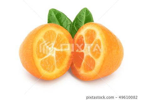 Cumquat or kumquat half isolated on white background Cumquat or kumquat half isolated on white background 49610082