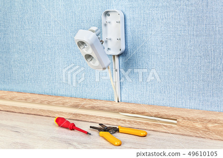 Electric plug house wiring during mounting. 49610105