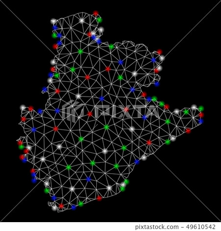 Bright Mesh Network Barcelona Province Map with Light Spots Bright Mesh Network Barcelona Province Map with Light Spots 49610542