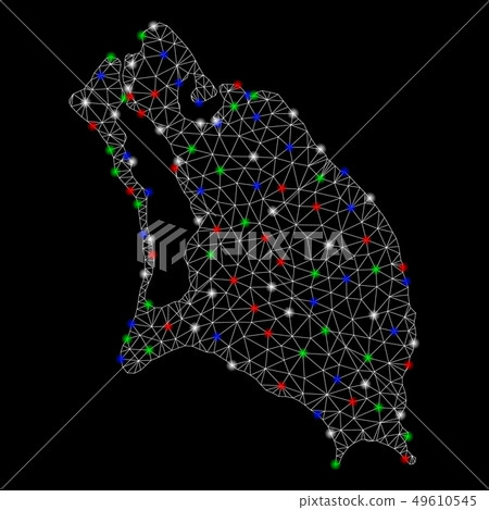 Bright Mesh 2D Barbuda Island Map with Light Spots Bright Mesh 2D Barbuda Island Map with Light Spots 49610545